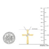 0.10 Carat (Ctw) Round White Diamond Ladies Cross Pendant 1/10 CT 18K Yellow Gold