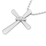 0.10 Carat (Ctw) Round White Diamond Ladies Cross Pendant 1/10 CT Sterling Silver