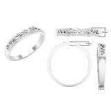 0.10 Carat (ctw) Round Diamond Ladies Floral Vintage Style Wedding Band 1/10 CT Sterling Silver