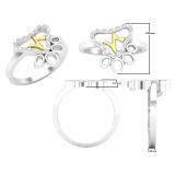 0.05 Carat (ctw) Round Diamond Ladies Heartbeat Paw Promise Ring Yellow Gold Plated Sterling Silver