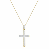 0.25 Carat (ctw) Round White Diamond Classic Faith Charm Cross Unisex Pendant with 18 inch Gold Chain in 10K Yellow Gold