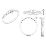0.10 Carat (ctw) Round White Diamond Ladies Slender Heart Promise Ring 1/10 CT Sterling Silver