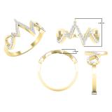 0.10 Carat (ctw) Round White Diamond Ladies Heart Heartbeat Promise Ring 1/10 CT 10K Yellow Gold