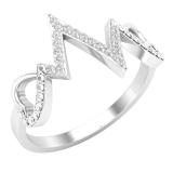 0.10 Carat (ctw) Round White Diamond Ladies Heart Heartbeat Promise Ring 1/10 CT Sterling Silver