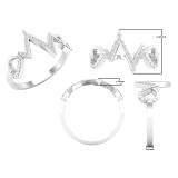 0.10 Carat (ctw) Round White Diamond Ladies Heart Heartbeat Promise Ring 1/10 CT Sterling Silver