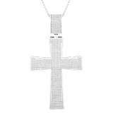 1.30 Carat (ctw) Round White Diamond Mens Hip Hop Religious Cross Pendant 18K White Gold