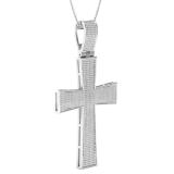 1.30 Carat (ctw) Round White Diamond Mens Hip Hop Religious Cross Pendant 18K White Gold
