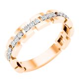 0.20 Carat (ctw) Round White Diamond Ladies Rolo Link Stackable Wedding Band 1/5 CT 14K Rose Gold