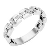 0.20 Carat (ctw) Round White Diamond Ladies Rolo Link Stackable Wedding Band 1/5 CT Sterling Silver