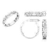 0.20 Carat (ctw) Round White Diamond Ladies Rolo Link Stackable Wedding Band 1/5 CT Sterling Silver