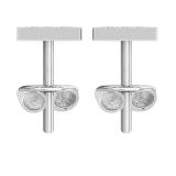 0.10 Carat (ctw) Round Diamond Mens Square Shape Hip Hop Stud Earrings 1/10 CT Sterling Silver