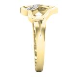 0.05 Carat (ctw) Round Diamond Ladies Infinity Double Heart Engagement Promise Ring 10K Yellow Gold