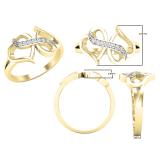 0.05 Carat (ctw) Round Diamond Ladies Infinity Double Heart Engagement Promise Ring 10K Yellow Gold