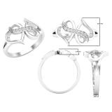 0.05 Carat (ctw) Round Diamond Ladies Infinity Double Heart Engagement Promise Ring Sterling Silver