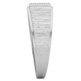 0.15 Carat (ctw) Round White Diamond Cluster Brushed Square Shaped Mens Ring 18K White Gold