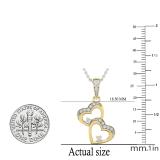 0.20 Carat (ctw) Round White Diamond Ladies Double Heart Pendant 1/5 CT 14K Yellow Gold