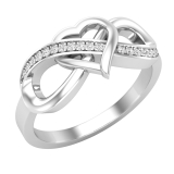 0.08 Carat (ctw) Round White Diamond Ladies Infinity Heart Ring 14K White Gold