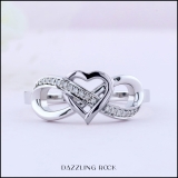 0.08 Carat (ctw) Round White Diamond Ladies Infinity Heart Ring 14K White Gold
