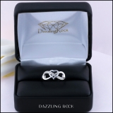 0.08 Carat (ctw) Round White Diamond Ladies Infinity Heart Ring 14K White Gold