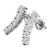 0.50 Carat (ctw) Round White Diamond For Girl's and Women's Curved Bar Earrings 1/2 CT 14K White Gold