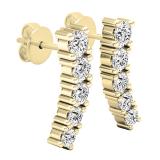 0.50 Carat (ctw) Round White Diamond For Girl's and Women's Curved Bar Earrings 1/2 CT 14K Yellow Gold