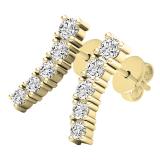 0.50 Carat (ctw) Round White Diamond For Girl's and Women's Curved Bar Earrings 1/2 CT 14K Yellow Gold