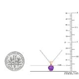 5mm Heart Shape Amethyst Solitaire for Girls and Womens Tiny Pendant With Silver Chain 10K Rose Gold