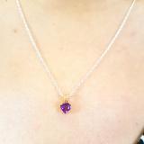 5mm Heart Shape Amethyst Solitaire for Girls and Womens Tiny Pendant With Silver Chain 18K Yellow Gold