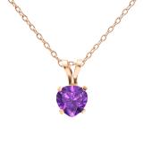 5mm Heart Shape Amethyst Solitaire for Girls and Womens Tiny Pendant With Gold Chain 18K Rose Gold