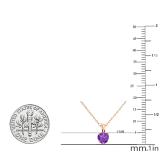 5mm Heart Shape Amethyst Solitaire for Girls and Womens Tiny Pendant With Gold Chain 18K Rose Gold