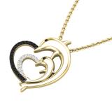 0.15 Carat (ctw) Round White & Black Diamond Ladies Dolphin Heart Pendant 10K Yellow Gold