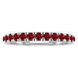 Round Garnet Ladies Anniversary Wedding Stackable Band Sterling Silver