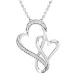 0.15 Carat (ctw) Round White Diamond Ladies Entwined Double Heart Pendant Sterling Silver