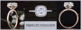 Cushion & Round White Cubic Zirconia Ladies Bridal Halo Style Engagement Ring 18K Rose Gold