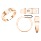 0.10 Carat (cttw) Round White Diamond Solitaire Studded Men's Wedding Band 1/10 CT 10K Rose Gold