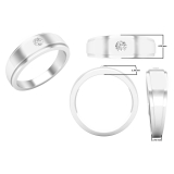 0.10 Carat (cttw) Round White Diamond Solitaire Studded Men's Wedding Band 1/10 CT 950 Platinum