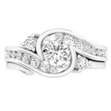 0.85 Carat (ctw) Round Diamond Ladies Swirl Engagement Ring With Matching Band Set Sterling Silver