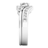 0.85 Carat (ctw) Round Diamond Ladies Swirl Engagement Ring With Matching Band Set Sterling Silver