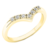 0.10 Carat (ctw) Round Diamond Ladies Chevron Anniversary Wedding Band 1/10 CT 14K Yellow Gold