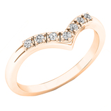0.10 Carat (ctw) Round Diamond Ladies Chevron Anniversary Wedding Band 1/10 CT 18K Rose Gold