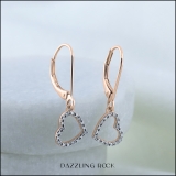 0.05 Carat (ctw) Round White Diamond Ladies Heart Dangle Earrings 10K Rose Gold