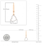 0.05 Carat (ctw) Round White Diamond Ladies Heart Dangle Earrings 10K Rose Gold