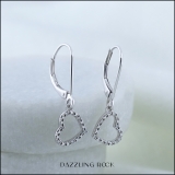 0.05 Carat (ctw) Round White Diamond Ladies Heart Dangle Earrings 10K White Gold
