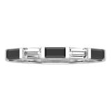 0.50 Carat (ctw) Baguette Black & White Diamond Ladies 5 Stone Wedding Band 1/2 CT 10K White Gold