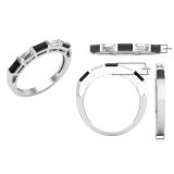 0.50 Carat (ctw) Baguette Black & White Diamond Ladies 5 Stone Wedding Band 1/2 CT 10K White Gold