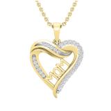 0.25 Carat (ctw) Round White Diamond Ladies Mom Heart Pendant 1/4 CT 10K Yellow Gold