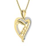 0.25 Carat (ctw) Round White Diamond Ladies Mom Heart Pendant 1/4 CT 10K Yellow Gold