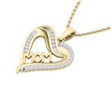 0.25 Carat (ctw) Round White Diamond Ladies Mom Heart Pendant 1/4 CT 10K Yellow Gold