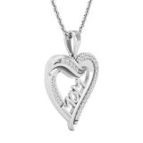 0.25 Carat (ctw) Round White Diamond Ladies Mom Heart Pendant 1/4 CT Sterling Silver