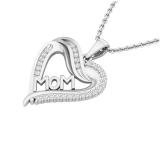 0.25 Carat (ctw) Round White Diamond Ladies Mom Heart Pendant 1/4 CT Sterling Silver